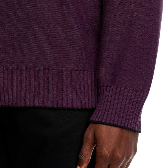 Hugo Boss Men's HUGO Smarlo Logo Oversized Cotton Knit Crewneck Sweater Purple - Picture 4 of 7
